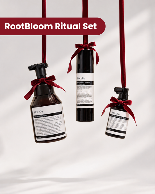 Bloom Ritual Set — RoséMint Shampoo, VelvetBloom Leave-On Treatment & RootBloom Scalp Tonic