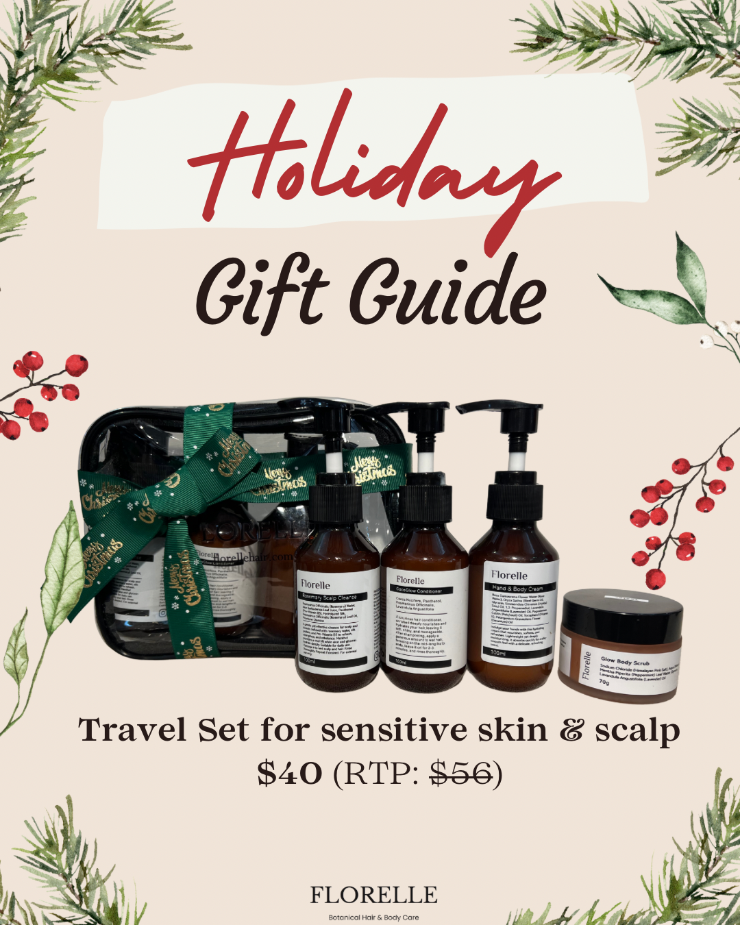 Travel Kit for Sensitive Scalp and Skin Best Xmas Gift Set with Travel Size Products